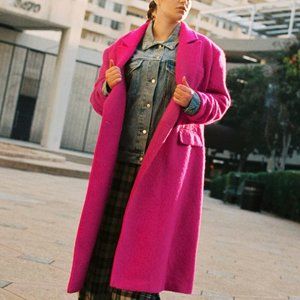 Nasty Gal Plus Size Premium Pink Wool Brushed Coat
